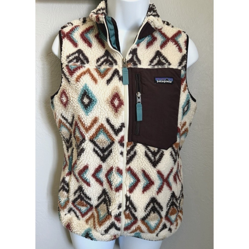 Patagonia Fleece Vest Womens Small Classic Retro X Fern Dell Tribal Aztec Zip